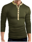ieftine cămăși henley pentru bărbați-tricou bărbați tricou anii 1950 cu mânecă lungă cu model grafic henley de culoare uni îmbrăcăminte ocazională de weekend haine de bază anii 1950 casual alb negru verde armată