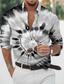 billiga Skjortor med tryck för män-Herr Skjorta Tryck Grafisk Knytbatik Hög krage Ledigt Dagligen 3D-utskrift Button-Down Långärmad Blast Designer Ledigt Mode Bekväm Grå