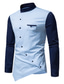 voordelige Nette overhemden-herenoverhemd niet-afdrukbaar kleurblok plus size opstaande kraag dagelijkse tops met lange mouwen mode blauwe wijn gele zomer shirts