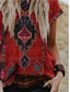 abordables Camisetas de mujer-Mujer Camiseta Design Impresión 3D Tribal Diseño Manga Corta Escote Redondo Casual Diario Retazos Estampado ropa Design Básico Étnico Rojo