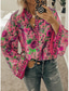 cheap Boho Tops-Women&#039;s Shirt Blouse Yellow Pink Dusty Rose Graphic Floral Button Print Long Sleeve Daily Holiday Vintage Boho Streetwear Round Neck Regular Boho S