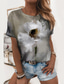 preiswerte T-Shirt-Damen T Shirt Design 3D-Druck Blumen Graphic Design Kurzarm Rundhalsausschnitt Alltag Festtage Bedruckt Kleidung Design Basic Grau