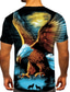 preiswerte T-Shirts für Herren mit 3D-Druck-Eagle Casual Herren 3D Shirt | Schwarz Sommer Baumwolle | Und Wölfe Herren Tier Rundhalsausschnitt Kurzarm Street Print Tops Sportbekleidung Mode Bequem Blau