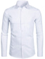 billige Dresskjorter-herreskjorte ensfarget krage bryllupsarbeid lange ermer slanke topper business streetwear vin blå hvit/bryllup