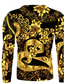preiswerte T-Shirts für Herren mit 3D-Druck-Herren T Shirt Designer Basic 1950s Langarm Gold Blumen Graphic Print Übergröße Rundhalsausschnitt Casual Täglich Bronzieren Bedruckt Kleidung Designer Basic 1950s