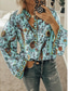 cheap Boho Tops-Women&#039;s Shirt Blouse Yellow Pink Dusty Rose Graphic Floral Button Print Long Sleeve Daily Holiday Vintage Boho Streetwear Round Neck Regular Boho S
