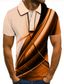 お買い得  3Dポロ-男性用 ポロシャツ ゴルフシャツ テニスシャツ Tシャツ 3Dプリント グラフィック 直管形 カラー ストリート カジュアル ボタンダウン 半袖 トップの カジュアル ファッション クール ホワイト オレンジ