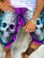 cheap Men&#039;s Shorts-Men&#039;s Shorts Beach Shorts 3D Print Elastic Drawstring Design Print Casual Fashion Sports Outdoor Daily Micro-elastic Comfort Soft Outdoor Graphic Skull Mid Waist 3D Print Purple S M L