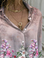 cheap Women&#039;s Blouses &amp; Shirts-Women&#039;s Floral Theme Blouse Shirt Floral Graphic Button Print Shirt Collar Casual Streetwear Tops Green Purple Pink / 3D Print