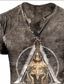 お買い得  メンズヘンリーシャツ-男性用 Tシャツ デザイナー 1950年代風 夏 半袖 グラフィック 仏 プリント ヘンリー カジュアル 日常 ボタンダウン 服装 デザイナー ライトウェイト 1950年代風 ブラック グレー