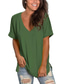 economico T-Shirt da donna-Per donna Informale Giornaliero Fine settimana maglietta Liscio Manica corta A V Essenziale Top Verde Bianco Nero S