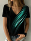 お買い得  レディースＴシャツ-女性用 Tシャツ デザイナー 半袖 グラフィック デザイン 3Dプリント Ｖネック カジュアル プリント 服装 デザイナー ベーシック グリーン ブルー パープル