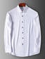 Недорогие Нарядные рубашки-мужская рубашка однотонный однотонный квадратный вырез свадьба на выход длинный рукав узкие топы легкие колор-блоки элегантный повседневные белые черные серые / для работы / для клуба летние рубашки