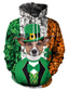 billiga grafiska hoodies-Herr Hoodie-tröja Mönster Designer Ledigt St Patricks Day Grafisk Hund Grön Huva Ledigt Dagligen Helgdag Långärmad Kläder Kläder Normal