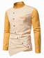 billiga Formella skjortor-herrskjorta utan tryck färgblock plus size stativ krage dagligen långärmade toppar mode blå vin gula sommarskjortor