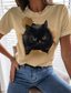 お買い得  レディースＴシャツ-女性用 Tシャツ デザイナー 3Dプリント 猫 グラフィック 3D デザイン 半袖 ラウンドネック カジュアル プリント 服装 デザイナー ベーシック グリーン ブルー パープル