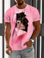 ieftine Tricouri 3D Bărbați-Bărbați Tricou Designer Casual Mare si inalt Vară Manșon scurt Roz Deschis Trifoi Roz Îmbujorat Câțel Grafic Imprimeu Stil Nautic Stradă Zilnic Imprimeu Îmbrăcăminte Îmbrăcăminte Designer Casual Mare