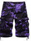 cheap Cargo Shorts-Men&#039;s Cargo Shorts Leg Drawstring Multiple Pockets Stylish Streetwear Casual Daily Micro-elastic Breathable Outdoor Sports Camouflage Mid Waist Black Green Camouflage Blue Purple 30 31 32