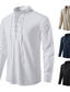 Χαμηλού Κόστους ανδρικά πουκάμισα casual-Ανδρικά λινό πουκάμισο Πουκάμισο Μονόχρωμο Όρθιος Γιακάς Μαύρο Λευκό Βαθυγάλαζο Θαλασσί Χακί Μεγάλα Μεγέθη Καθημερινά Μακρυμάνικο Ρούχα Μοντέρνα