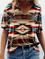 billige T-skjorter til kvinner-Dame T skjorte Designer Kortermet Geometrisk Ku 3D-utskrift V-hals Avslappet Helg Trykt mønster Klær Klær Designer Grunnleggende Etnisk Grønn Hvit Blå