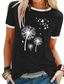 cheap Women&#039;s T-shirts-Women&#039;s T shirt Tee Designer Hot Stamping Floral Graphic Dandelion Design Short Sleeve Round Neck Daily Patchwork Print Clothing Clothes Designer Basic Green Black Blue