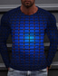 abordables Tee shirts 3D pour homme-Homme T shirt Tee Tee Design Casual Mode Manches Longues Bleu Graphic Print Col Rond Casual du quotidien Imprimer Vêtements Design Casual Mode