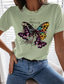 preiswerte T-Shirt-Damen T Shirt Design Heißprägen Graphic Schmetterling Design Kurzarm Rundhalsausschnitt Alltag Bedruckt Kleidung Design Basic Weiß Blau Grau