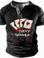 billige henley skjorter for menn-Herre Henly-skjorte T skjorte Designer 1950-tallet Sommer Kortermet Grafisk Poker Trykt mønster Henley Avslappet Daglig Knapp ned Trykt mønster Klær Klær Designer 1950-tallet Fritid Svart