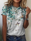 Χαμηλού Κόστους Γυναικεία T-Shirts-Γυναικεία Μπλουζάκι Υψηλής Ποιότητας 3D εκτύπωση Φλοράλ Γραφική Πουλί Σχέδιο Μακρυμάνικο Στρογγυλή Λαιμόκοψη Καθημερινά Αργίες Στάμπα Ρούχα Ρούχα Υψηλής Ποιότητας Βασικό