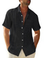 billiga fritidsskjortor för män-Herr Skjorta Sommarskjorta Ensfärgat Nedvikt Svart Vit Ljusblå Grå Ledigt Dagligen Kortärmad Kläder Sport Ledigt