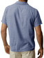 お買い得  メンズカジュアルシャツ-男性用 シャツ ソリッド 折襟 ストリート カジュアル ボタンダウン 半袖 トップの ファッション 高通気性 快適 グリーン ブルー ホワイト