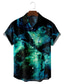 billige Skjorter med tryk til mænd-Herre Skjorte Trykt mønster Galakse Grafisk Klassisk krave Fest Daglig 3D-udskrivning Kortærmet Toppe Designer Hawaiiansk Grøn