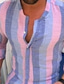 billiga fritidsskjortor för män-Herr Casual skjorta Randig Hög krage Gata Ledigt Button-Down Långärmad Blast Ledigt Mode Andningsfunktion Bekväm Purpur / Sommar