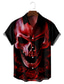 cheap Men&#039;s Printed Shirts-Men&#039;s Shirt Print Cat Graphic Skull Classic Collar Party Daily Print Short Sleeve Tops Designer Streetwear Hawaiian Black / Red