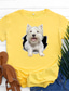 baratos T-Shirts de mulher-Mulheres Camiseta Designer Impressão A Quente Cachorro Gráfico 3D Detalhes Manga Curta Decote Redondo Casual Imprimir Roupas Designer Básico Verde Branco Preto