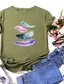 Χαμηλού Κόστους Γυναικεία T-Shirts-Μπλουζάκι Γυναικεία πράσινο μπιζέλι Μαύρο Λευκό Απλός Στάμπα Βασικό Σπίτι Καθημερινά Βασικό Στρογγυλή Λαιμόκοψη Κανονικό Τ