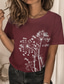 billige T-shirts til kvinde-Dame T-shirt Designer 3D-udskrivning Grafisk Mælkebøtte Design Kortærmet Rund hals Afslappet Ferie Trykt mønster Tøj Tøj Designer Basale Grøn Lilla Lysegrøn