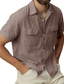 Χαμηλού Κόστους ανδρικά πουκάμισα casual-Ανδρικά Πουκάμισο Μονόχρωμο Απορρίπτω Δρόμος Causal Κουμπί-Κάτω Κοντομάνικο Άριστος Μοντέρνα Αναπνέει Άνετο Πράσινο του τριφυλλιού Θαλασσί Λευκό