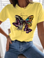 Χαμηλού Κόστους Γυναικεία T-Shirts-Γυναικεία Μπλουζάκι Υψηλής Ποιότητας Καυτή σφράγιση Γραφική Πεταλούδα Σχέδιο Κοντομάνικο Στρογγυλή Λαιμόκοψη Causal Στάμπα Ρούχα Ρούχα Υψηλής Ποιότητας Βασικό Λευκό Θαλασσί Γκρίζο