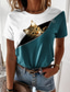 baratos T-Shirts de mulher-Mulheres Camiseta Designer Impressão 3D Gato Gráfico 3D Detalhes Manga Curta Decote Redondo Casual Imprimir Roupas Designer Básico Verde Preto Roxo