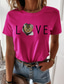 olcso Női pólók-Női Póló Dizájn Forró bélyegzés Cica Grafika 3D Béke szeretet Dizájn Rövid ujjú Kerek Hétköznapi Nyomtatott Ruházat Ruhák Dizájn Alap Lóhere Fehér Medence