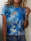 abordables T-shirts Femme-Femme T shirt Tee Design 3D effet Floral Graphic Design Manches Longues Col Rond du quotidien Vacances Imprimer Vêtements Design basique Vert Bleu Violet