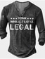 お買い得  メンズヘンリーシャツ-男性用 ヘンリーシャツ Tシャツ 1950年代風 長袖 グラフィック レタード 3Dプリント ヘンリー カジュアル 日常 ボタンダウン プリント 服装 ライトウェイト 1950年代風 カジュアル グレー