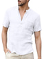billiga fritidsskjortor för män-Herr Casual skjorta Ensfärgat Henley Gata Ledigt Button-Down Kortärmad Blast Klassisk Bekväm Vit Svart Blå / Sommar / Vår / Sommar