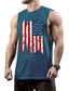 cheap Gym Tank Tops-Men&#039;s Tank Top Vest Undershirt National Flag Crew Neck Casual Daily Sleeveless Tops Lightweight Fashion Big and Tall Sports White Black Blue / Summer