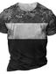 billige 3D-herreskjorter-Herre T-shirt Designer Afslappet Mode Sommer Kortærmet Grå Grafisk camouflage Trykt mønster Rund hals Afslappet Daglig Trykt mønster Tøj Tøj Designer Afslappet Mode