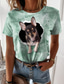 preiswerte T-Shirt-Damen T Shirt Design 3D-Druck Hund Graphic 3D Design Kurzarm Rundhalsausschnitt Alltag Bedruckt Kleidung Design Basic Grün Blau Purpur