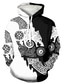 abordables hoodies graphiques-Homme Sweat à capuche Imprimer Vêtement de rue Design Casual Graphic Tribal Noir et Blanc Bleu Print Capuche Sport &amp; Loisir du quotidien Manches Longues Vêtements Standard