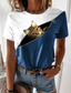 billige T-shirts til kvinde-Dame T-shirt Designer 3D-udskrivning Kat Grafisk 3D Design Kortærmet Rund hals Afslappet Trykt mønster Tøj Tøj Designer Basale Grøn Sort Lilla