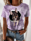 お買い得  レディースＴシャツ-女性用 Tシャツ デザイナー 3Dプリント 犬 グラフィック 3D デザイン 半袖 ラウンドネック カジュアル プリント 服装 デザイナー ベーシック グリーン ブルー パープル